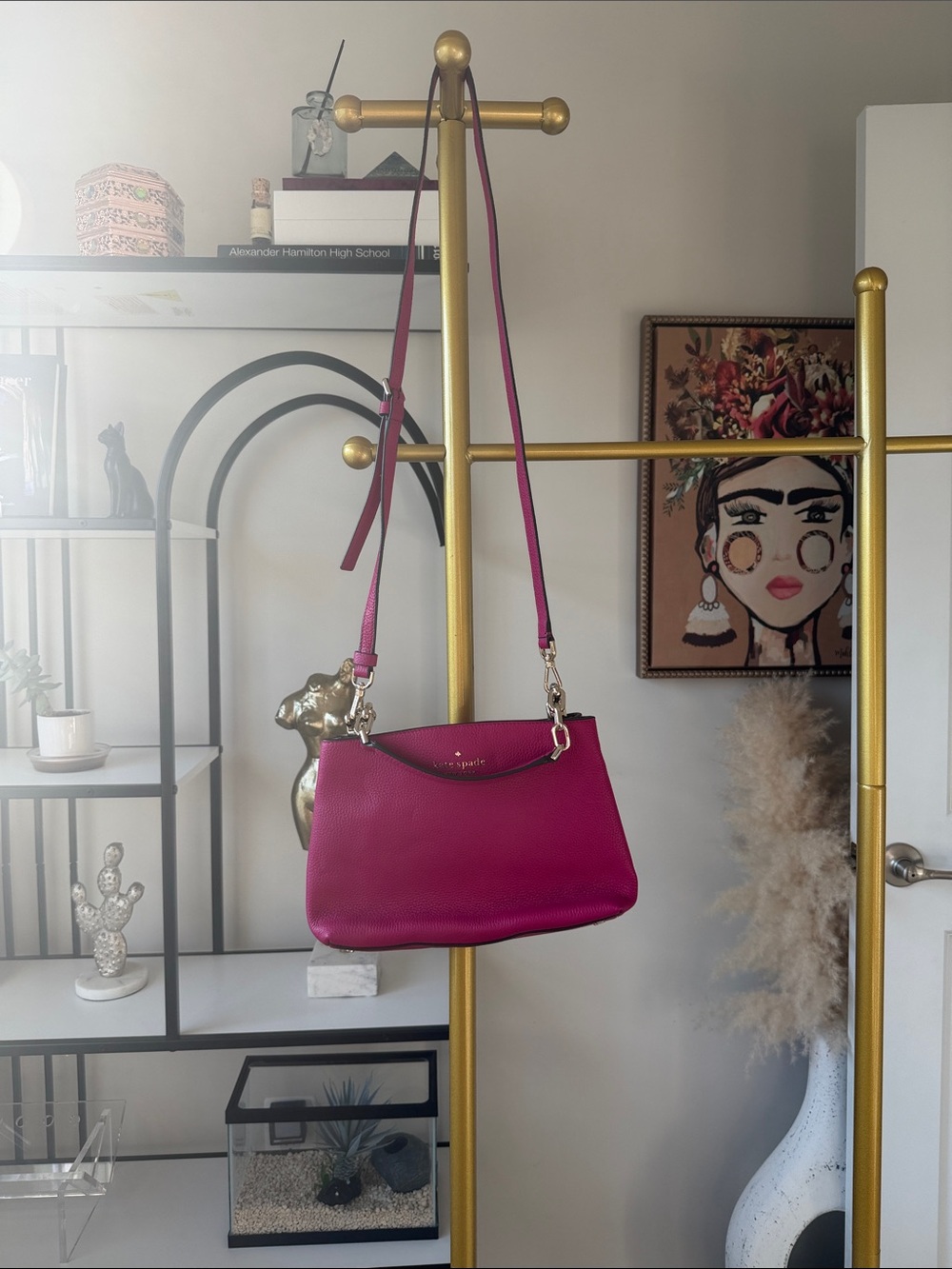 kate spade Fuchsia Leather Crossbody with Gold Hardware - Picture 1 of 3